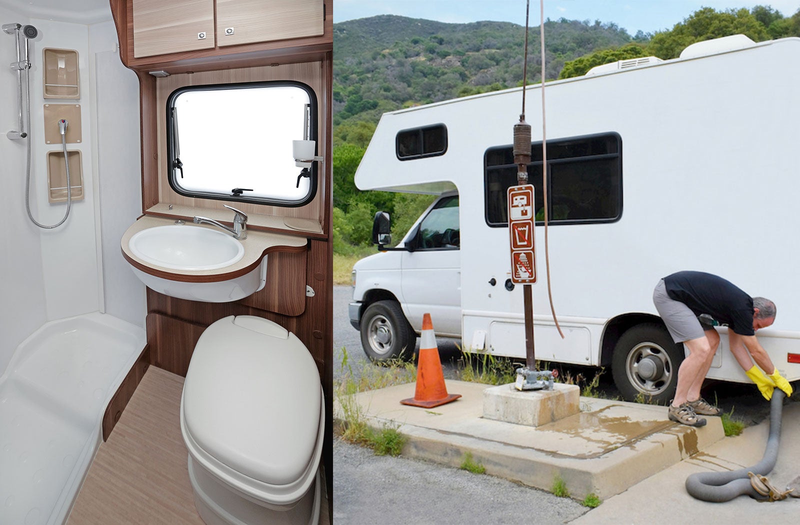 Portable RV/camper toilet and holding tank setup in Fort Lauderdale, Florida