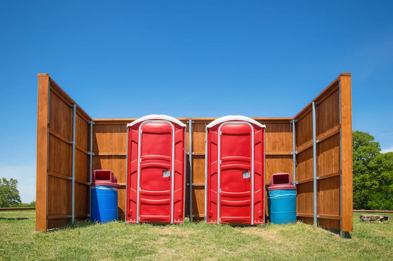 Short-term porta potty units staged for delivery in Fort Lauderdale, Florida
