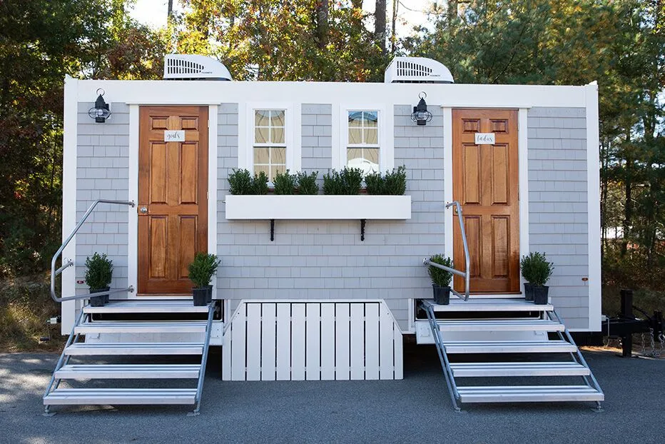 Wedding restroom units discretely staged at a venue in Fort Lauderdale, Florida